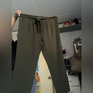 Olive Green Belted Slacks